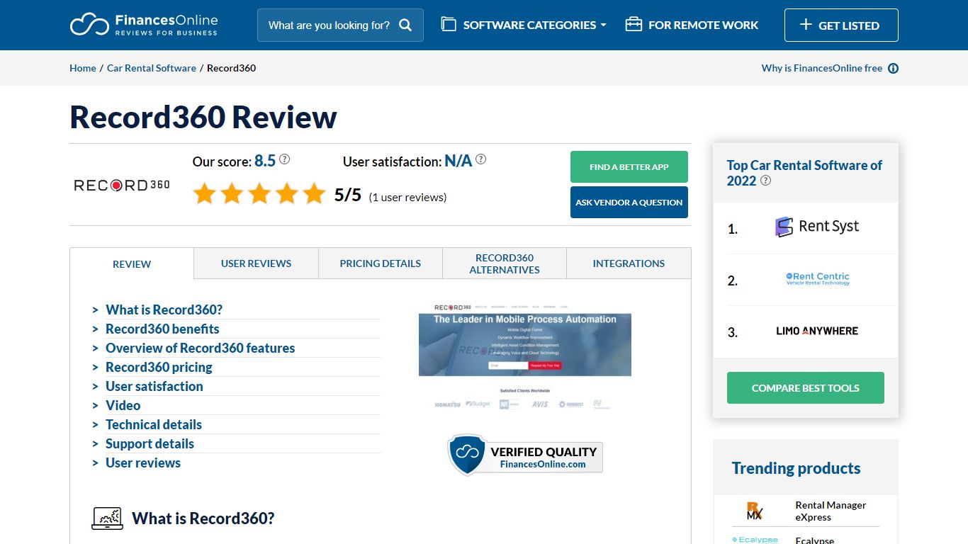 Record360 Reviews: Pricing & Software Features 2022 - Financesonline.com